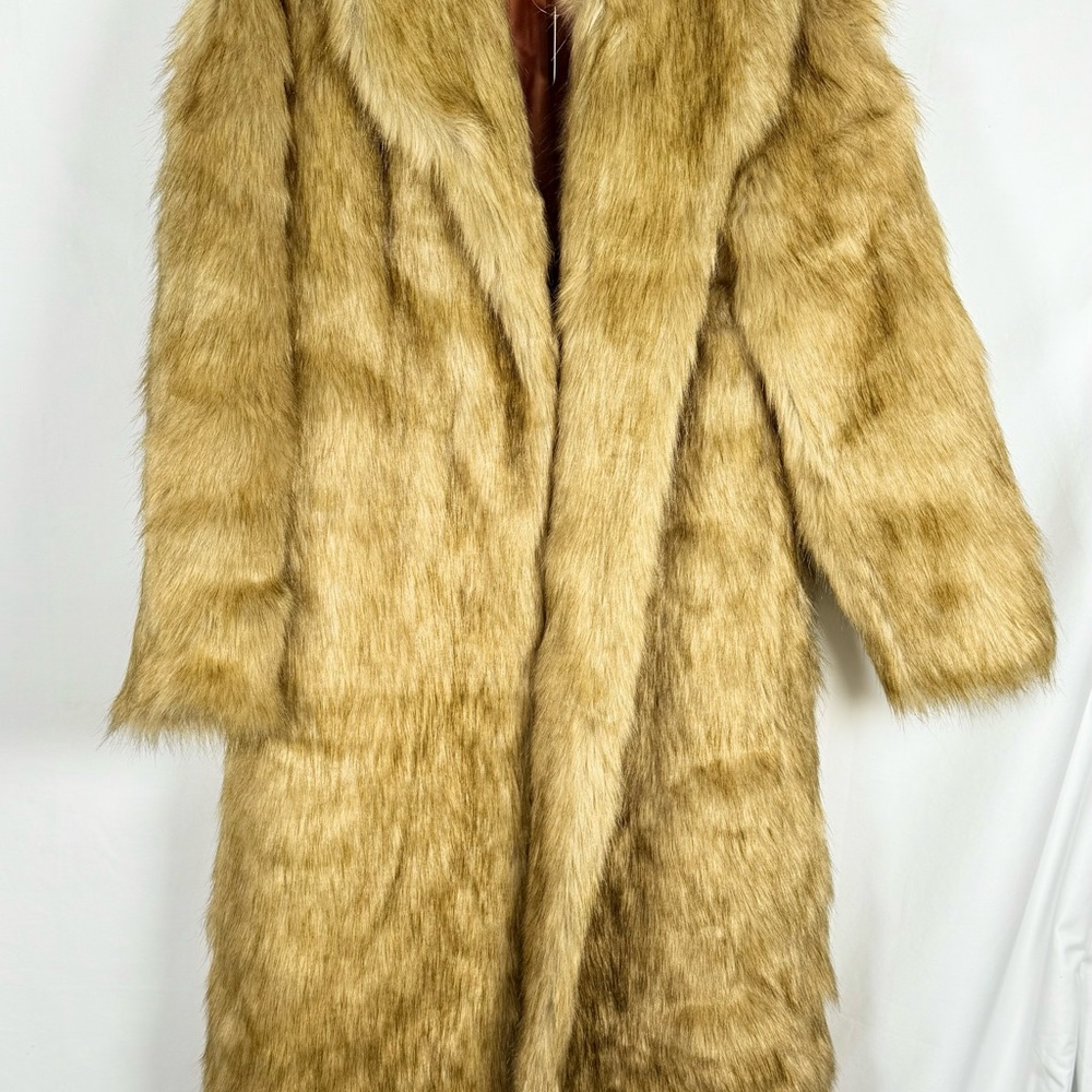 Free People Faux Fur Coat in Tan